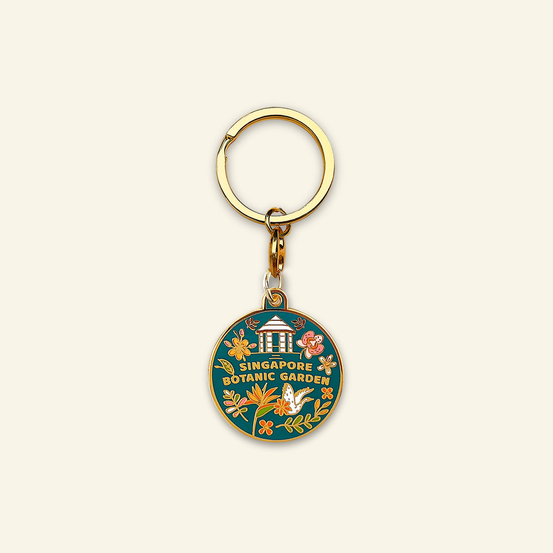 Keychain Gold Plated Singapore Botanic Gardens